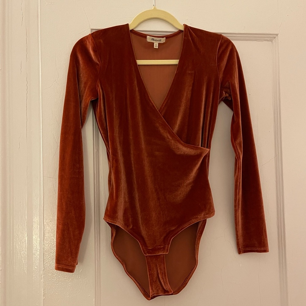 VGUC Madewell XS Velvet Wrap Bodysuit